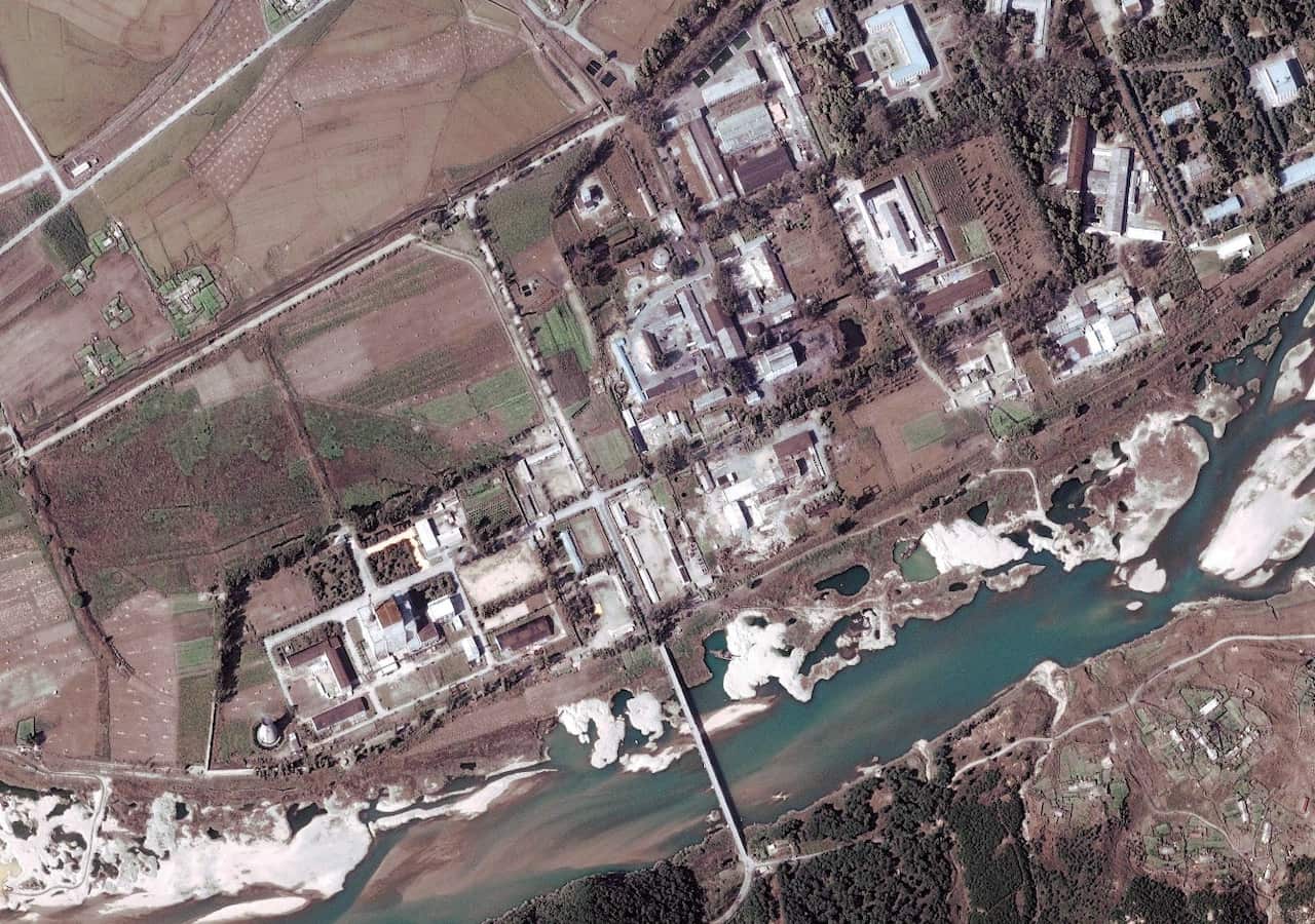 A file handout image from a DigitalGlobe satellite showing the Yongbyon nuclear facility.