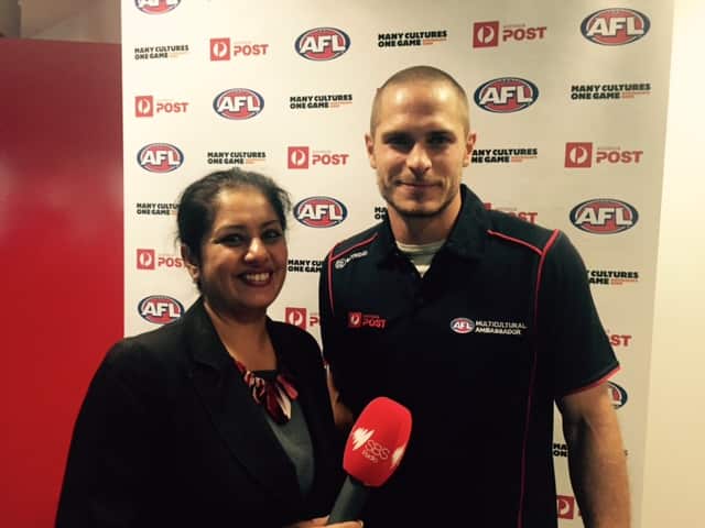 AFL star David Zaharakis with SBS Punjabi's Manpreet K Singh 