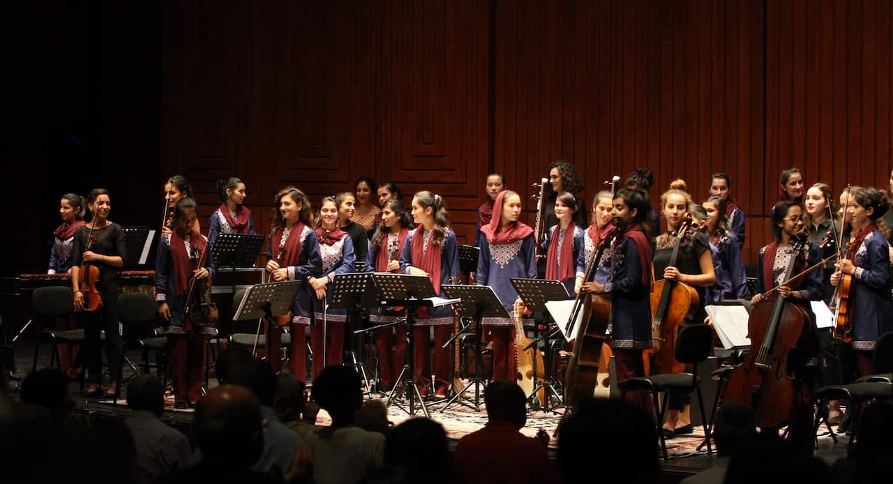 Zohra Orchestra is comprised of about 25 teenage girls.