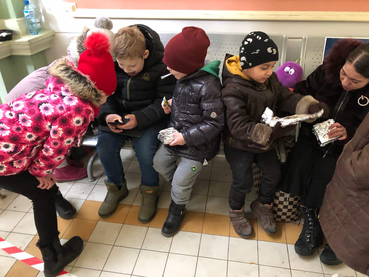 children at station