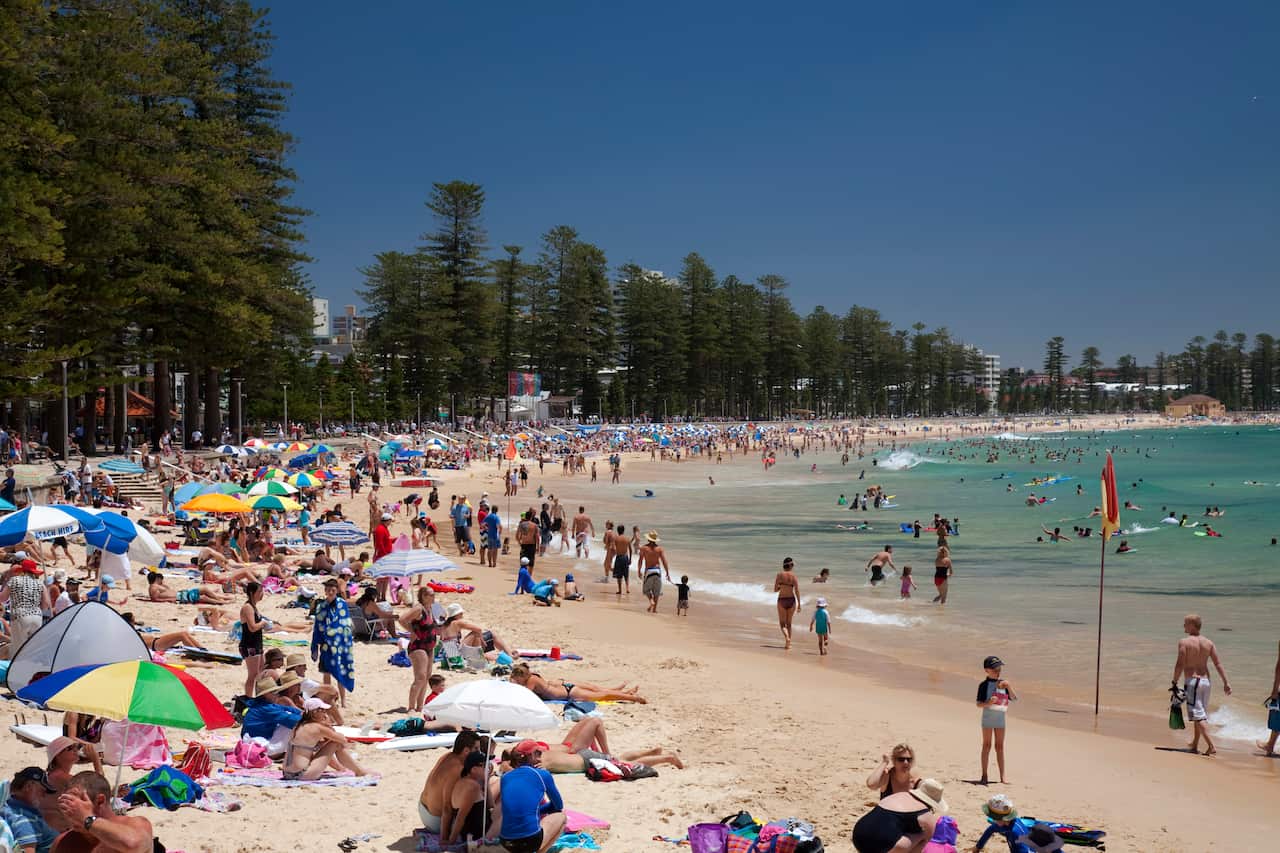 People relaxing on Manly Beach in Sydney
