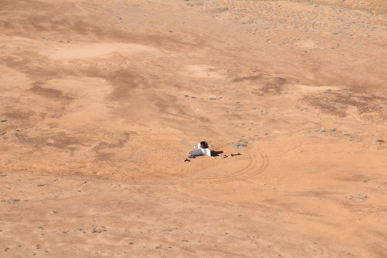 Aerial shot of a disused rocket.
