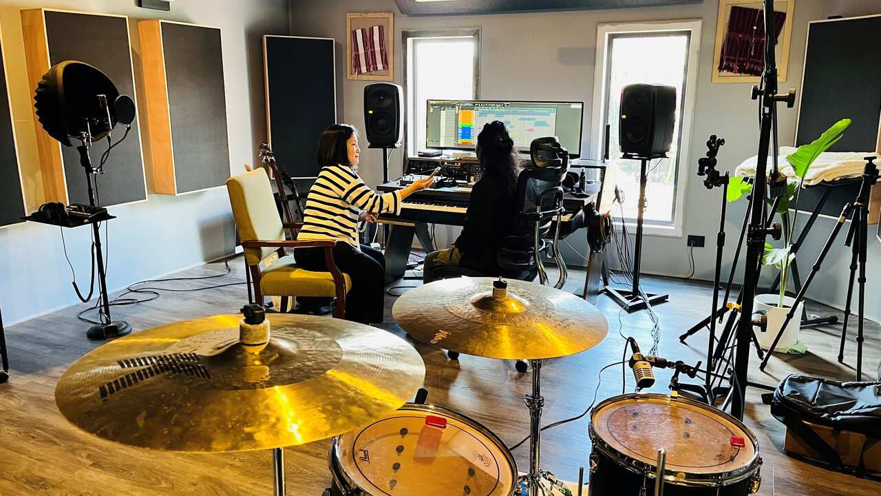 Eh Lay interview with SBS Karen Program in L A Record studio. Photo: SBS KAREN/SHAH PAUNG