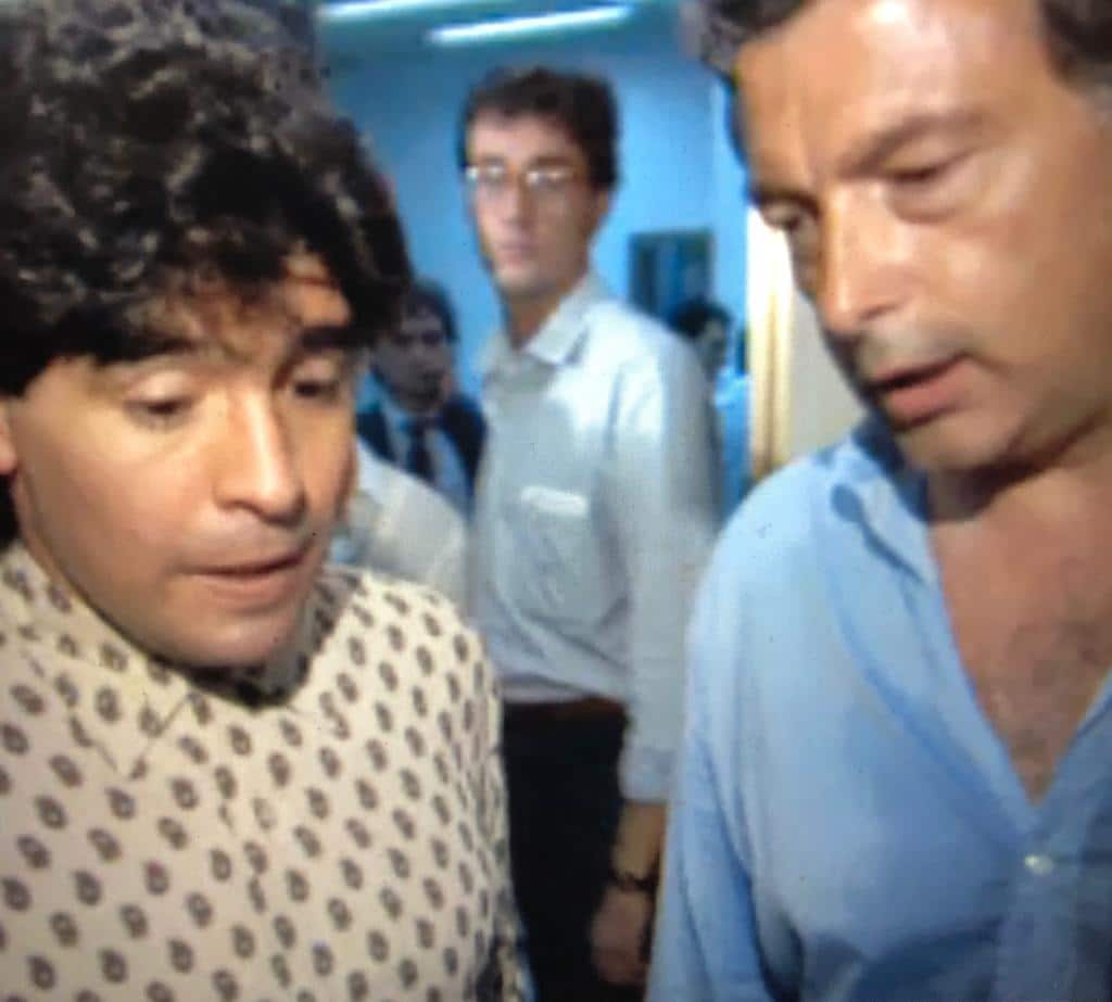 Former SBS journalist Tony Palumbo interviewing Argentine football great Diego Maradona in 1989.