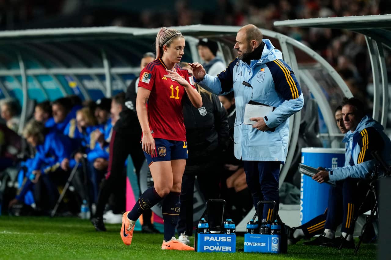 Alexia Putellas of Spain coming of the field angry after being replaced during semi-final match between Spain and Sweden.