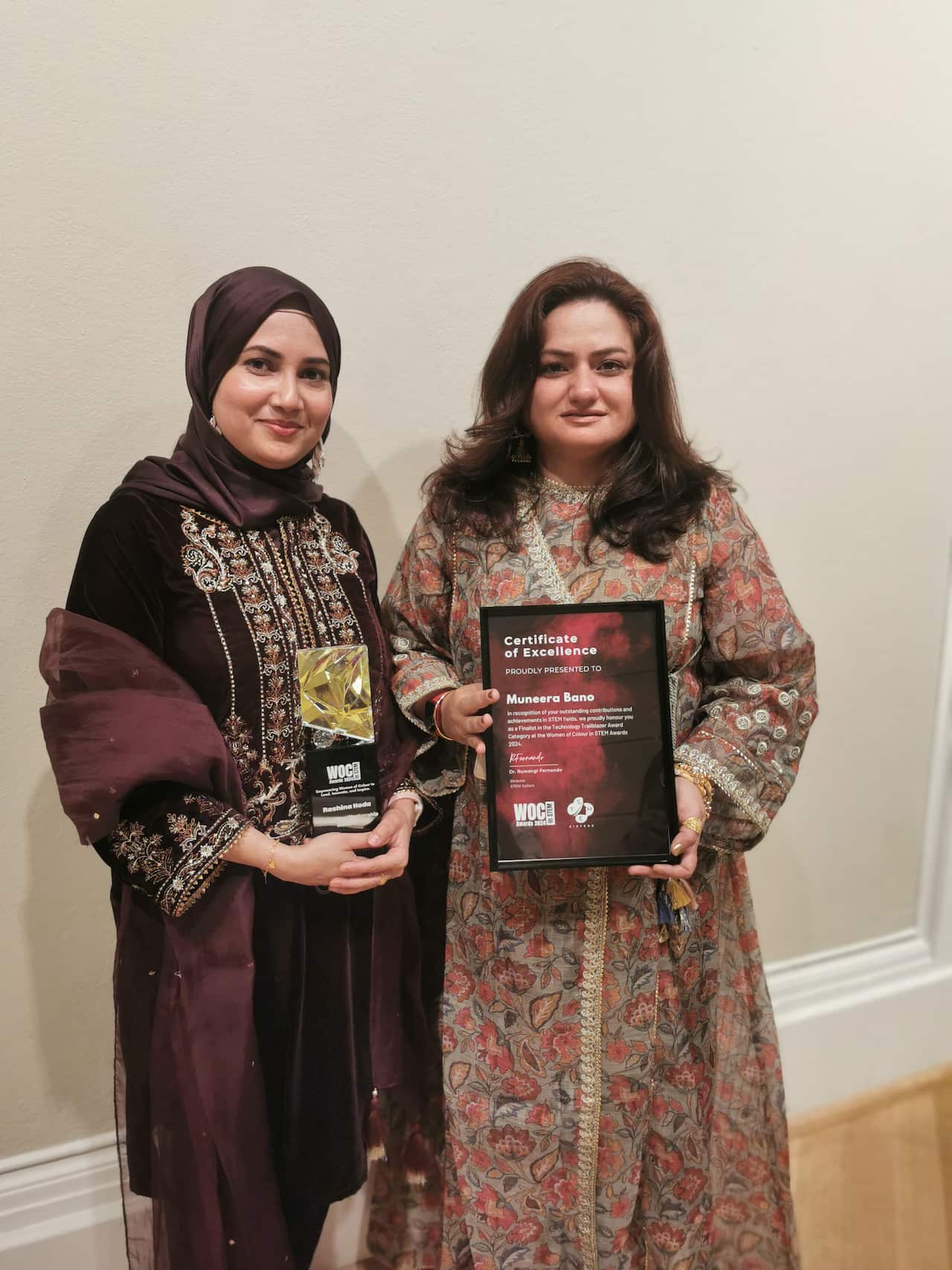 Muneera Bano and Rashina Hoda celebrating their success