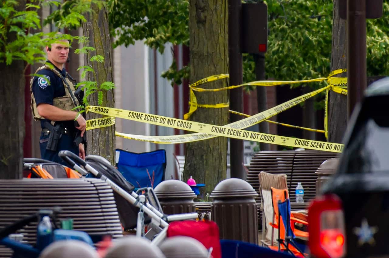A police officer at the scene. 