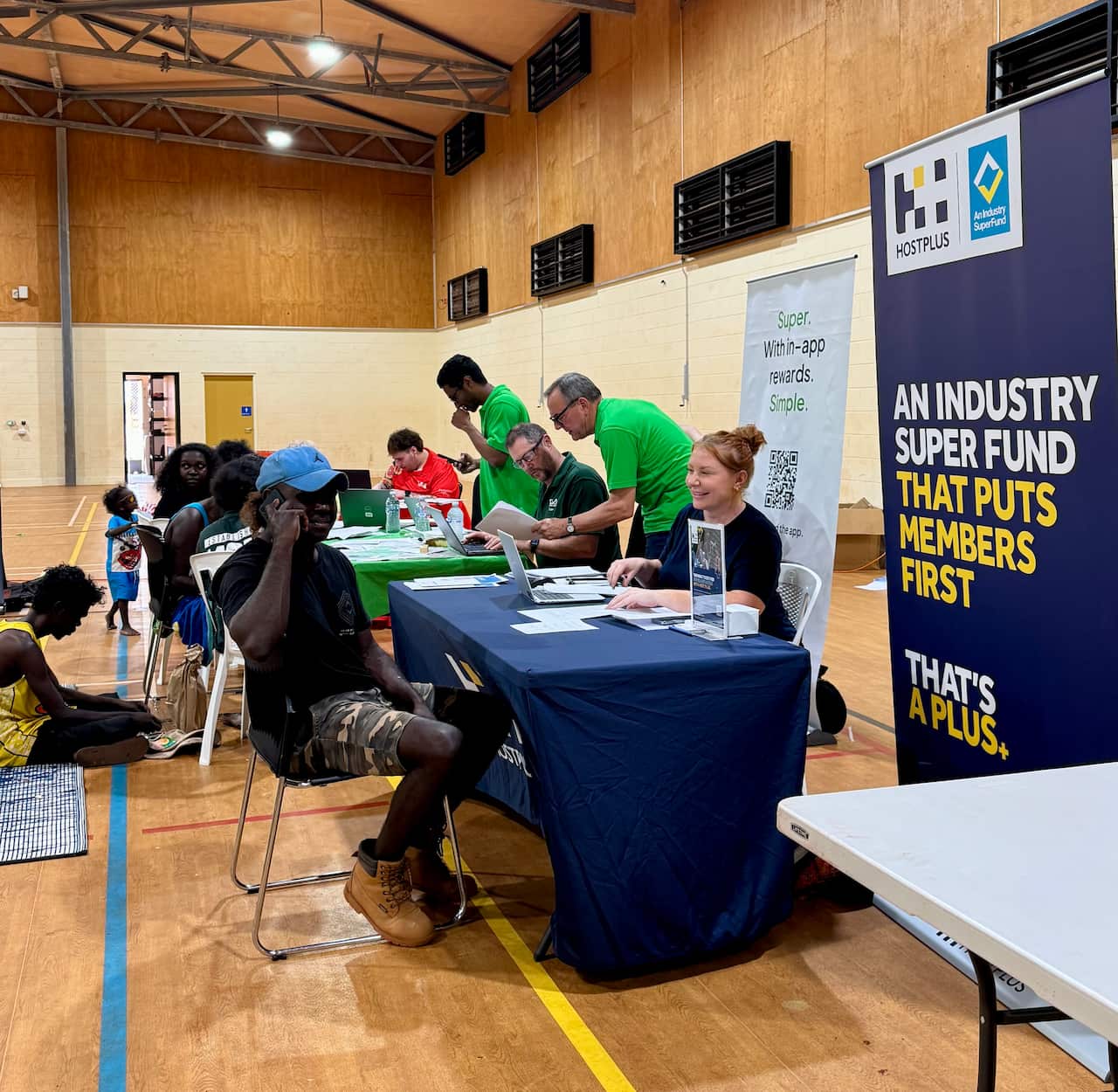 Trestle tables lined the rec hall in the centre of town where hundreds filtered through to speak with services ranging from the CDU Free Tax Clinic, Mob Strong Debt Help, banks, and a range of superannuation fund providers