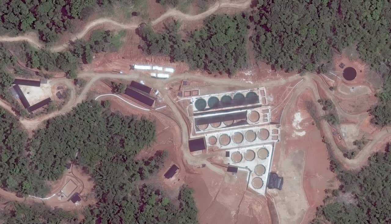 A satellite image of a rare earth mining site.