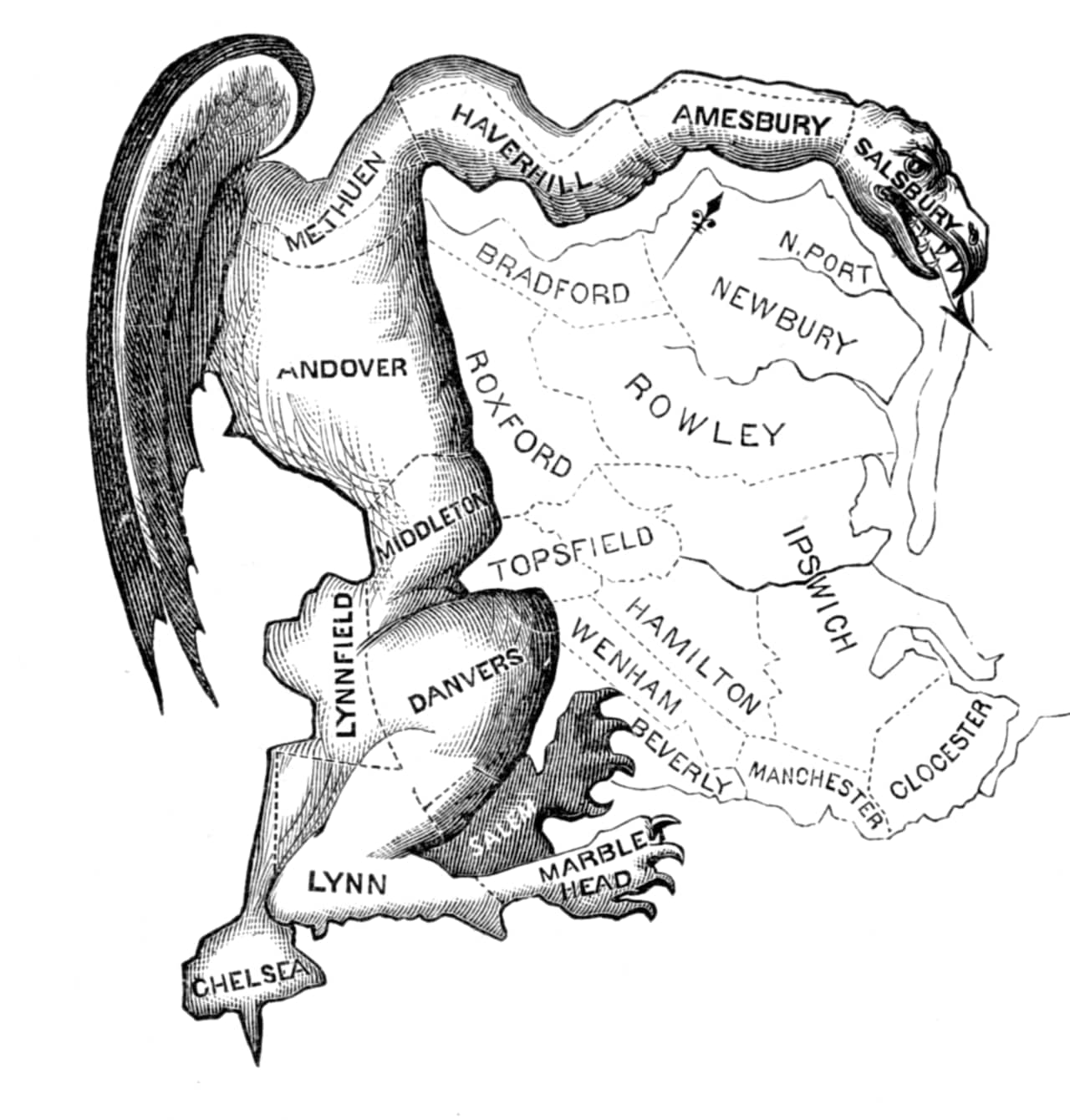 An original cartoon of 'gerrymandering'.