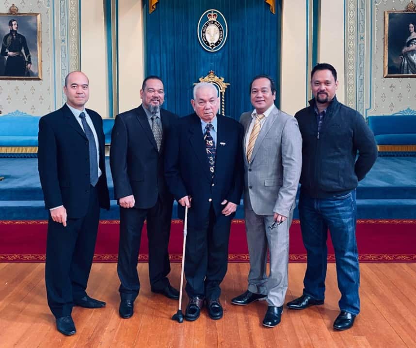 Tomas Santamaria OAM with his four sons.png