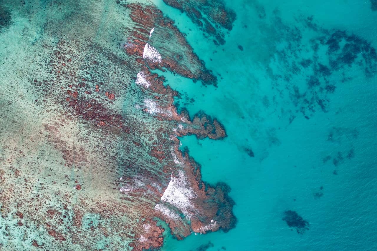 Overhead shot showing part of the Ningaloo Reef, Exmouth, Western Australia, Australia