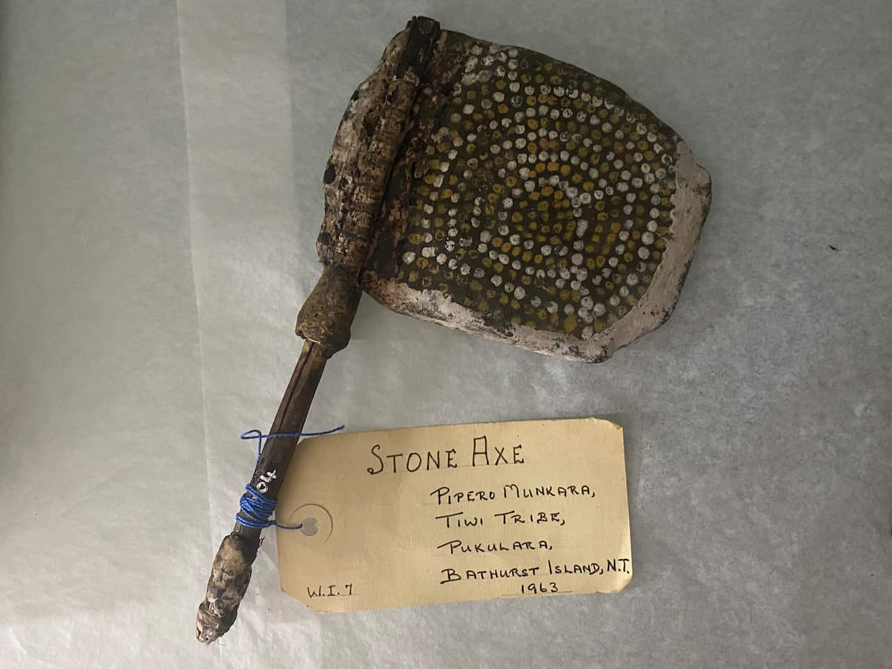 A stone axe made my Pipero Munkara on Bathurst Island