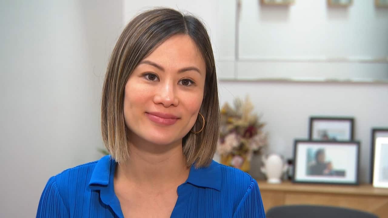 Woman speaking to camera 