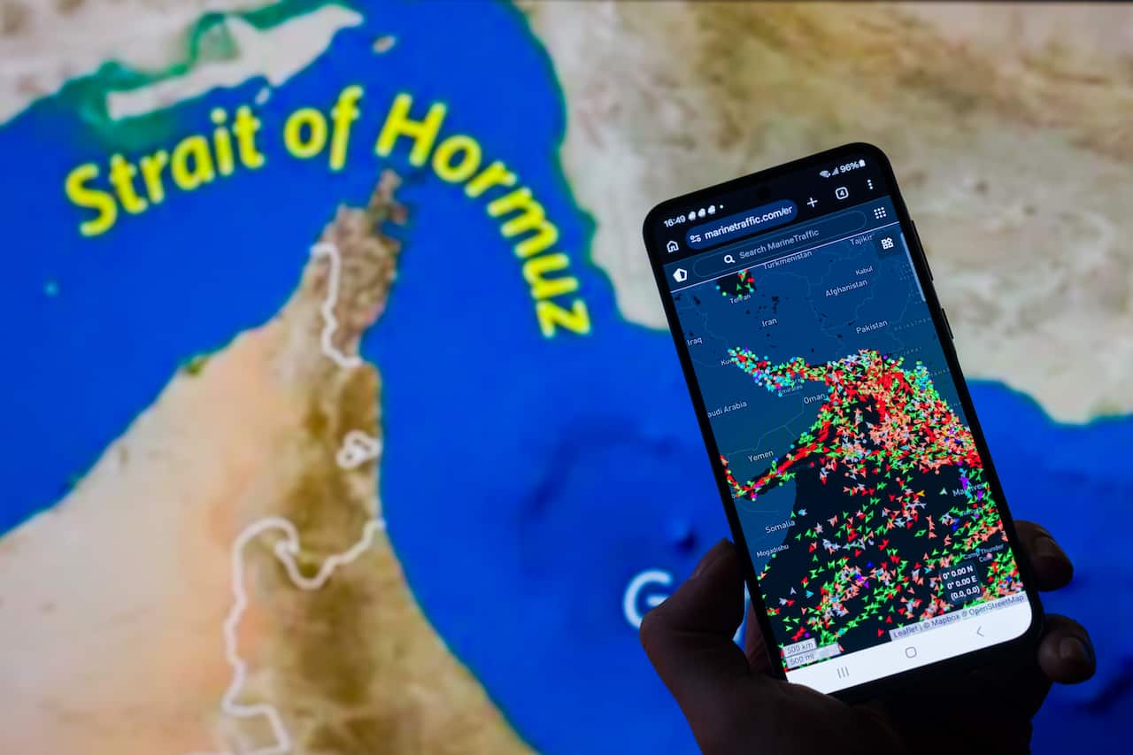 Iran Conflict - Strait Of Hormuz - Marine Traffic - Photo Illustration