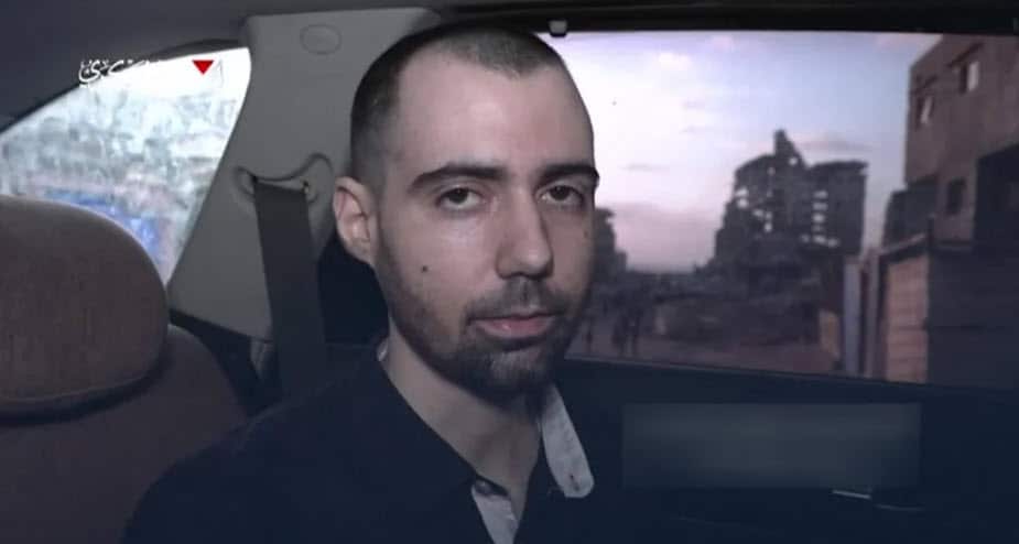 Israeli hostage seen inside a car in Gaza City