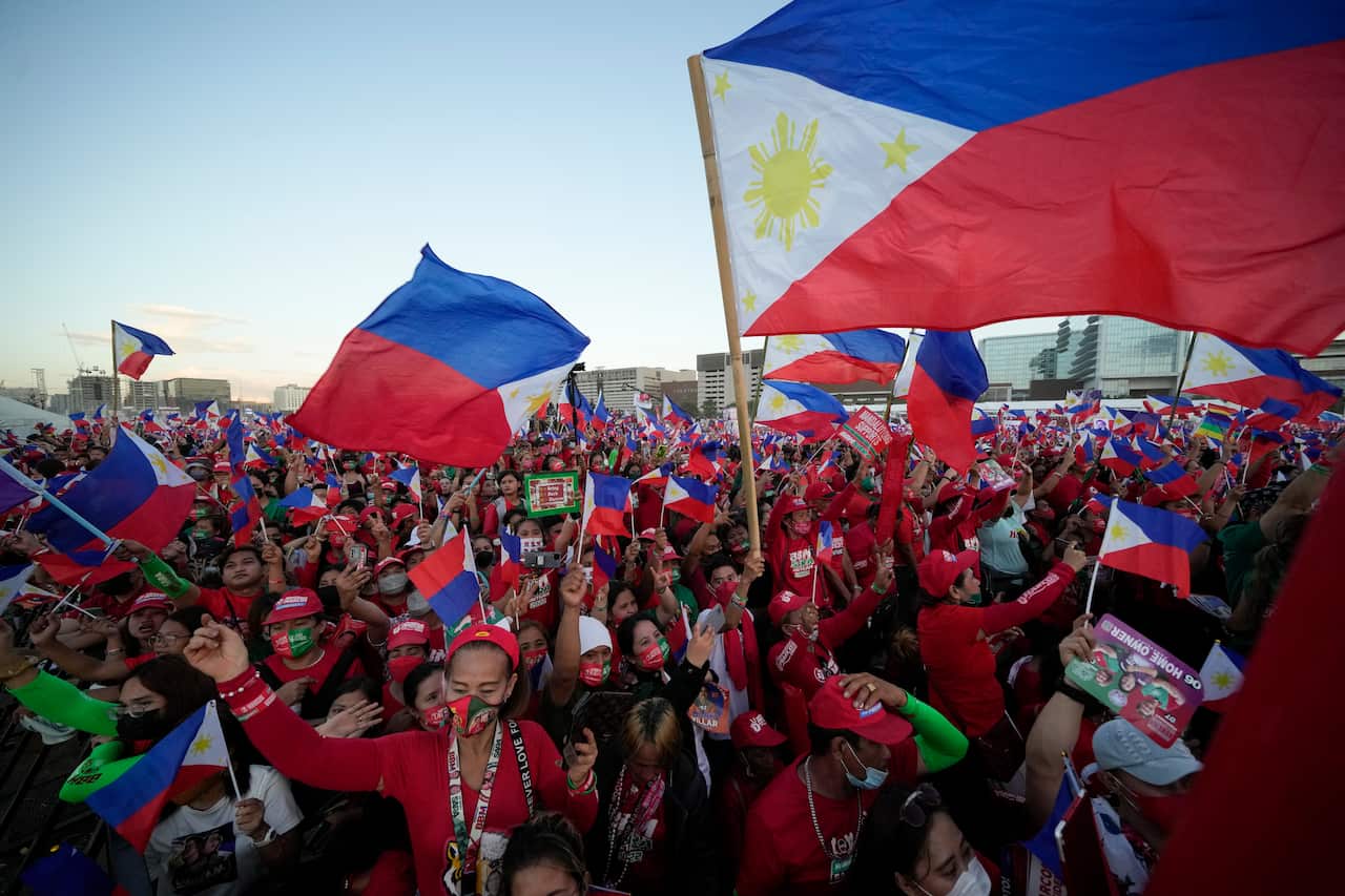 Supporters of presidential candidate Ferdinand Marcos Jr. in Paranaque city, Philippines. 