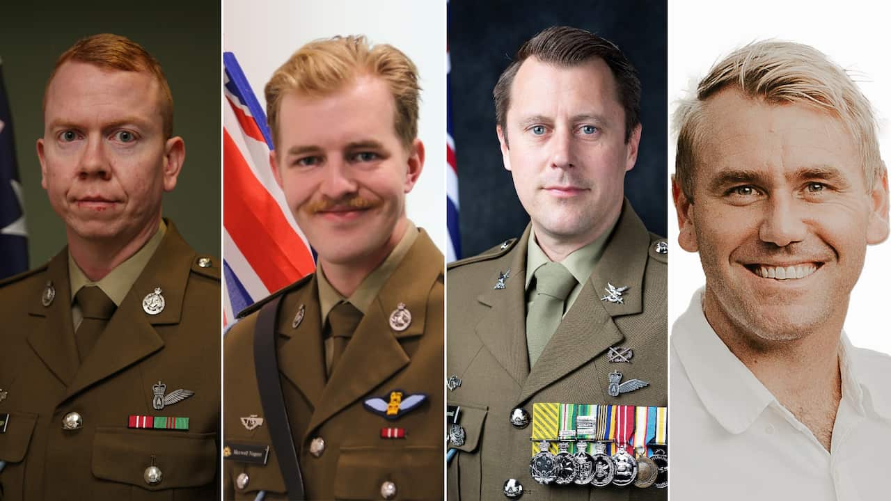 Composite image showing four soldiers.