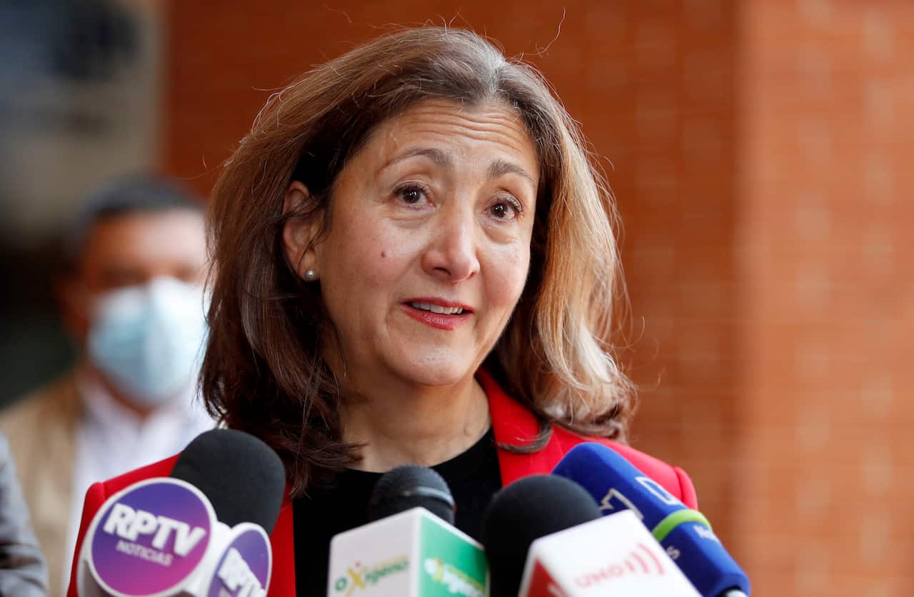 Colombian presidential pre-candidate Ingrid Betancourt is seen speaking.