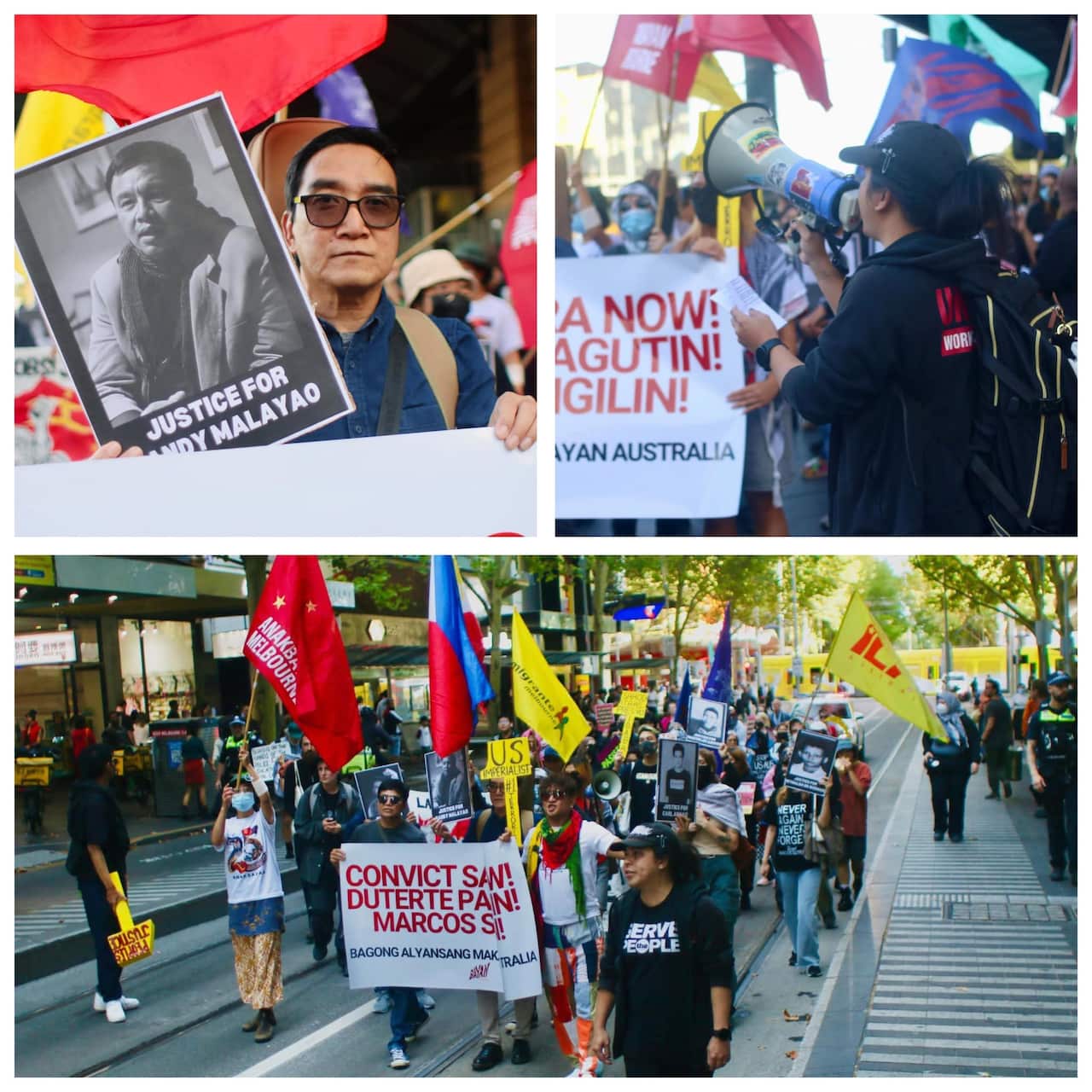 23 March 2025 - Various progressive and militant Filipino groups, along with solidarity allies, protested in Melbourne to demand the full conviction of former President Rodrigo Duterte in the ICC. 