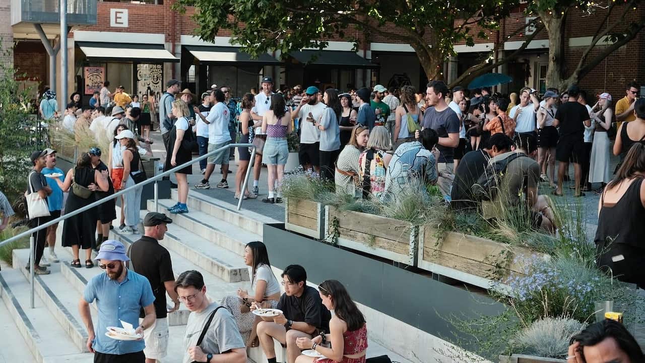 Nongkrong Festival  2024. Patrons enjoying the music while socialising.  Photo by Liburan - Melbourne, 29 Jan 2024.