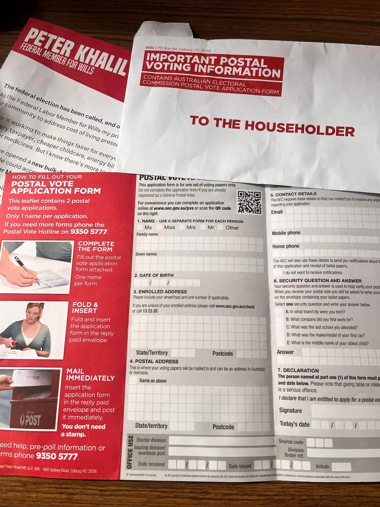 Election material lying on a table.