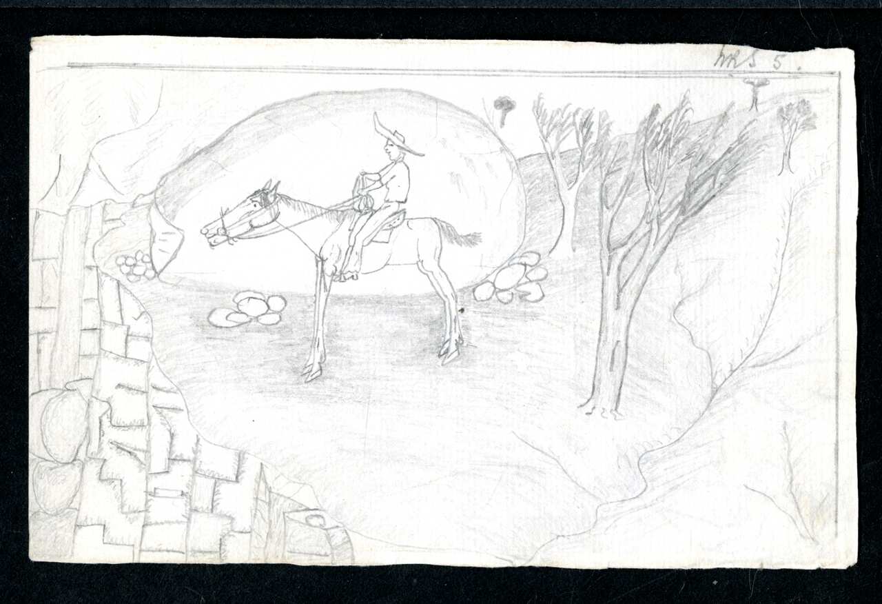 7 Charlie Flannigan 1892-93 Horseman with large boulder South Australian Museum Archives aa263-1-8a.jpg