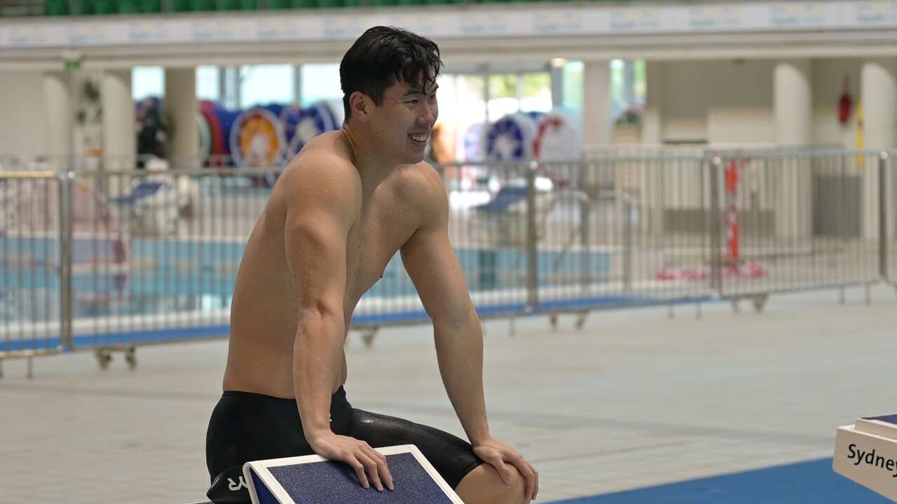 Yang during a training session at Sydney Olympic Park Aquatic Centre. 