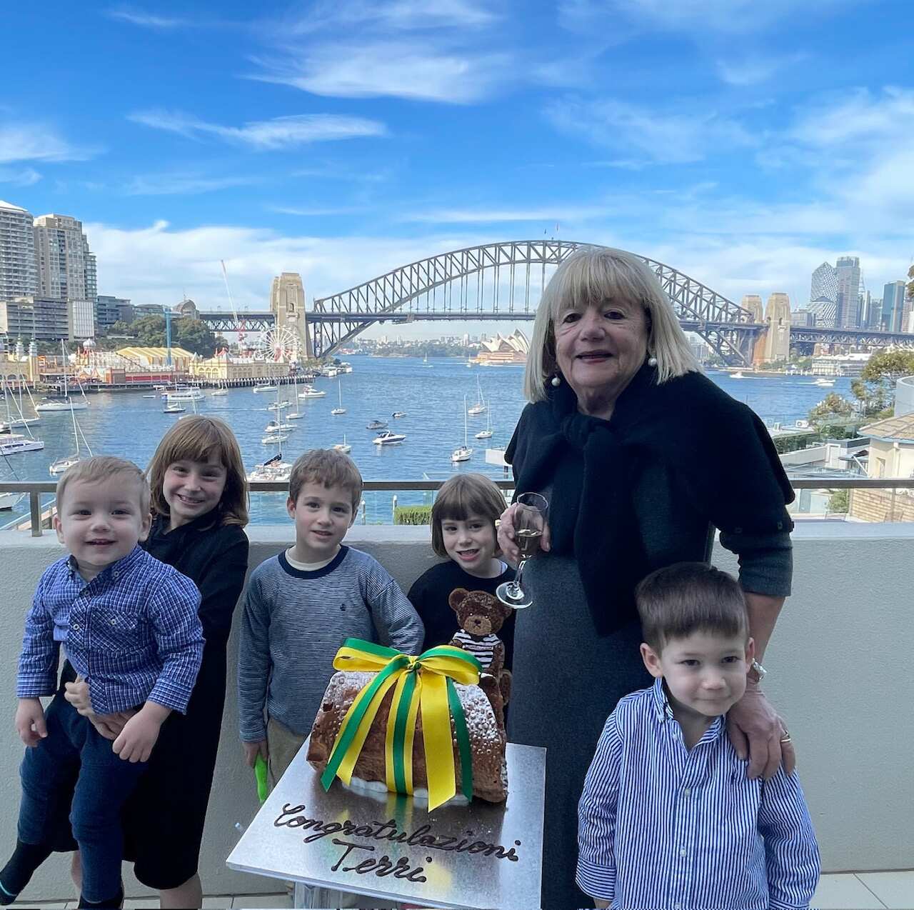 Terri Piccili celebrating with her grandchildren.