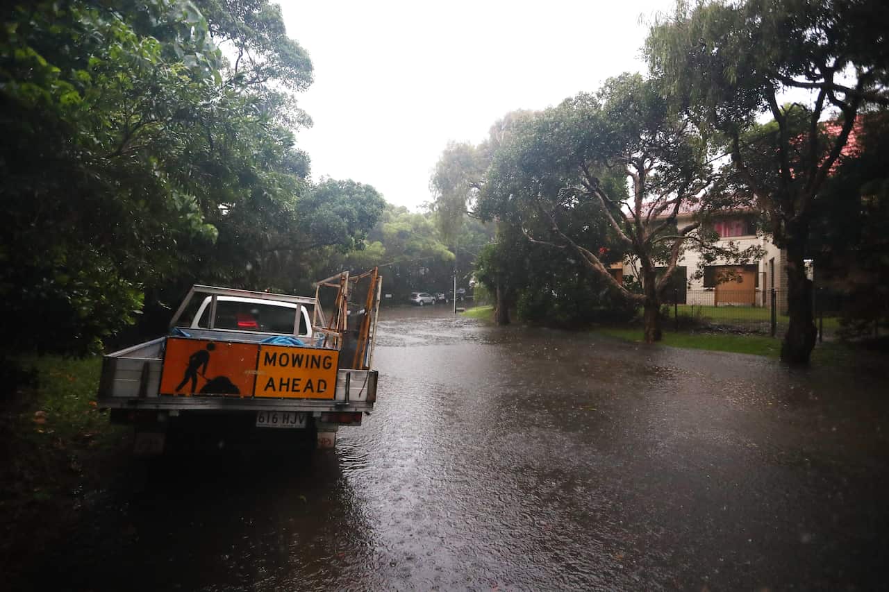 A flooded street at Hastings Point, NSW