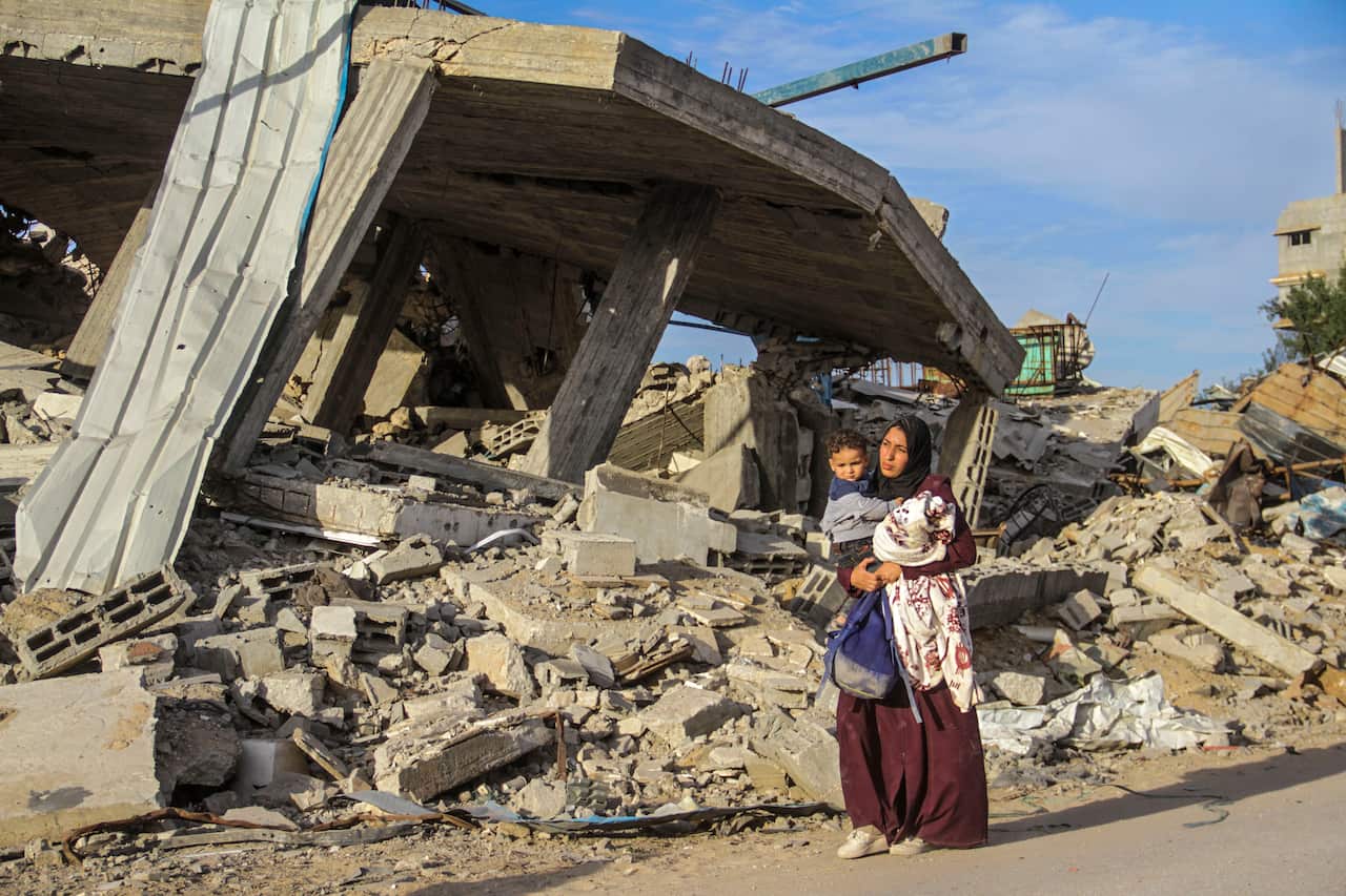 Palestinians flee after an Israeli army military operation in Gaza, Palestine - 17 Nov 2024