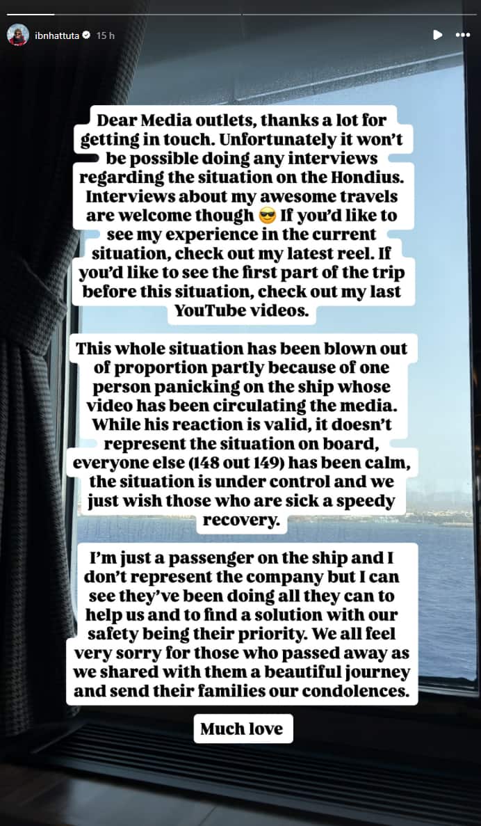 A screenshot of a statement on Instagram.