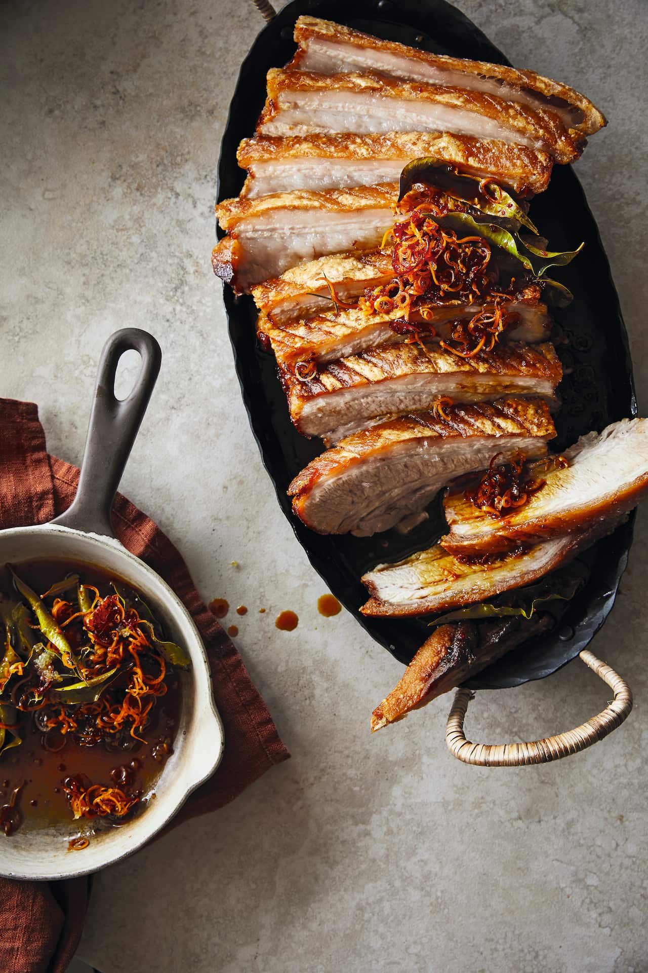 Crispy pork belly with native citrus caramel