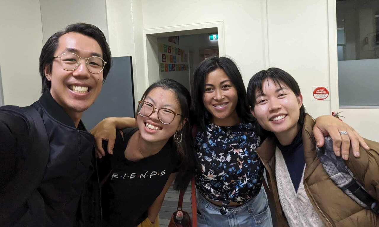 Members of the cast and crew of Leslie & Anita: Fallen Stars of Hong Kong: Samuel Lau, Nicky Tsz Tung Li, Jennifer Trijo and Vivian Foeng.