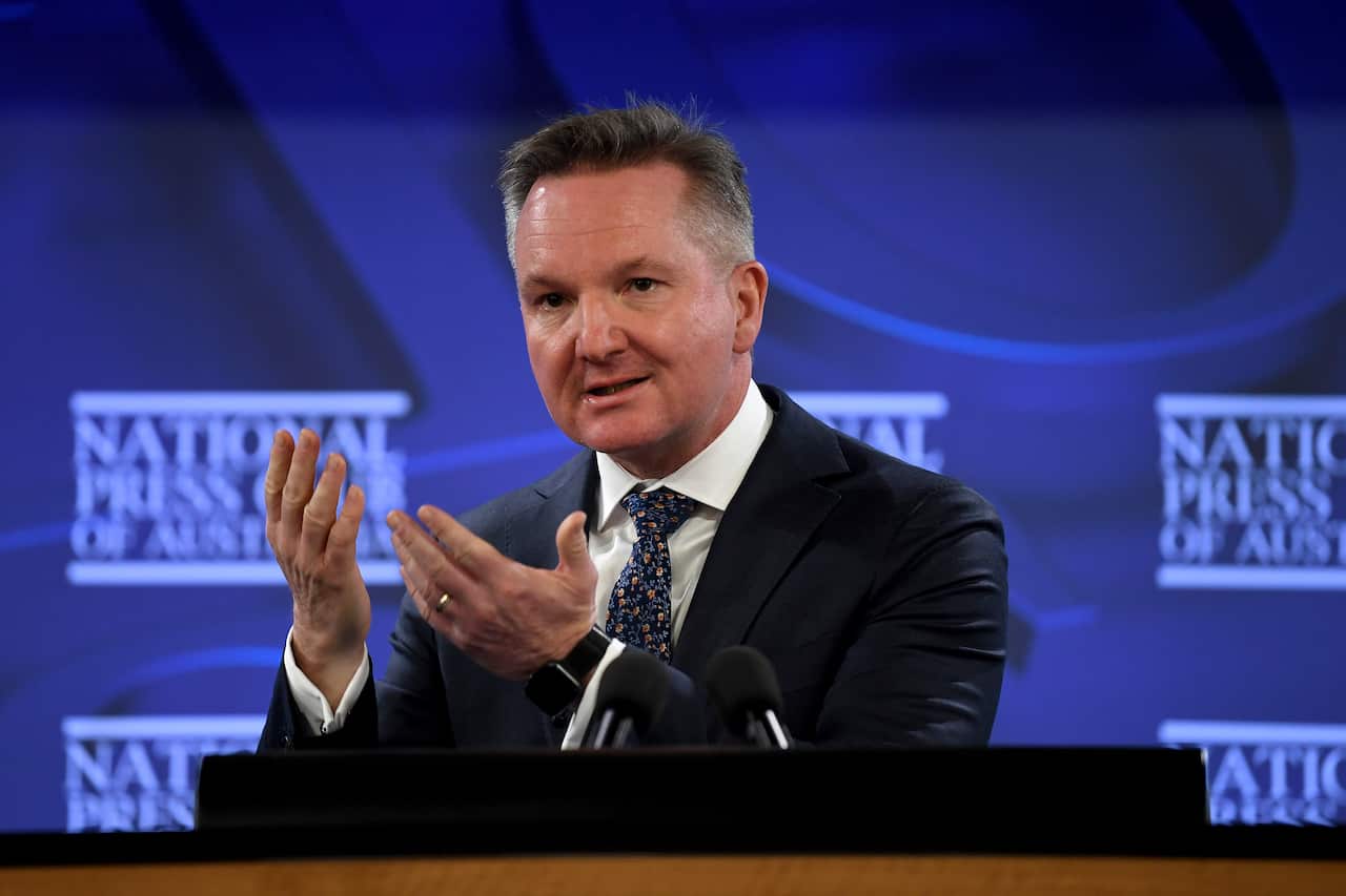 Energy Minister Chris Bowen speaks at the National Press Club.