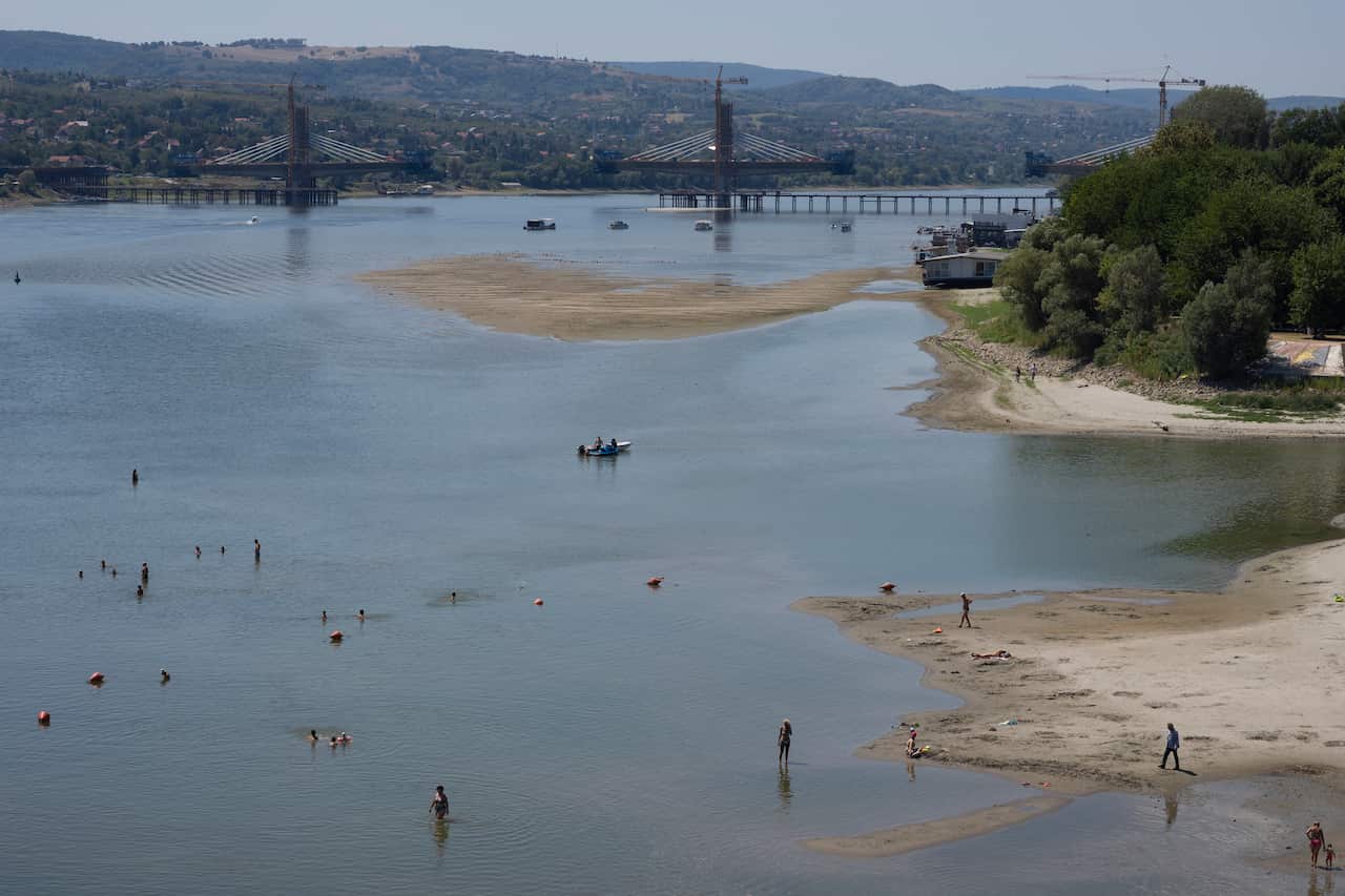 A river at low levels