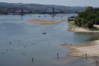 A river at low levels