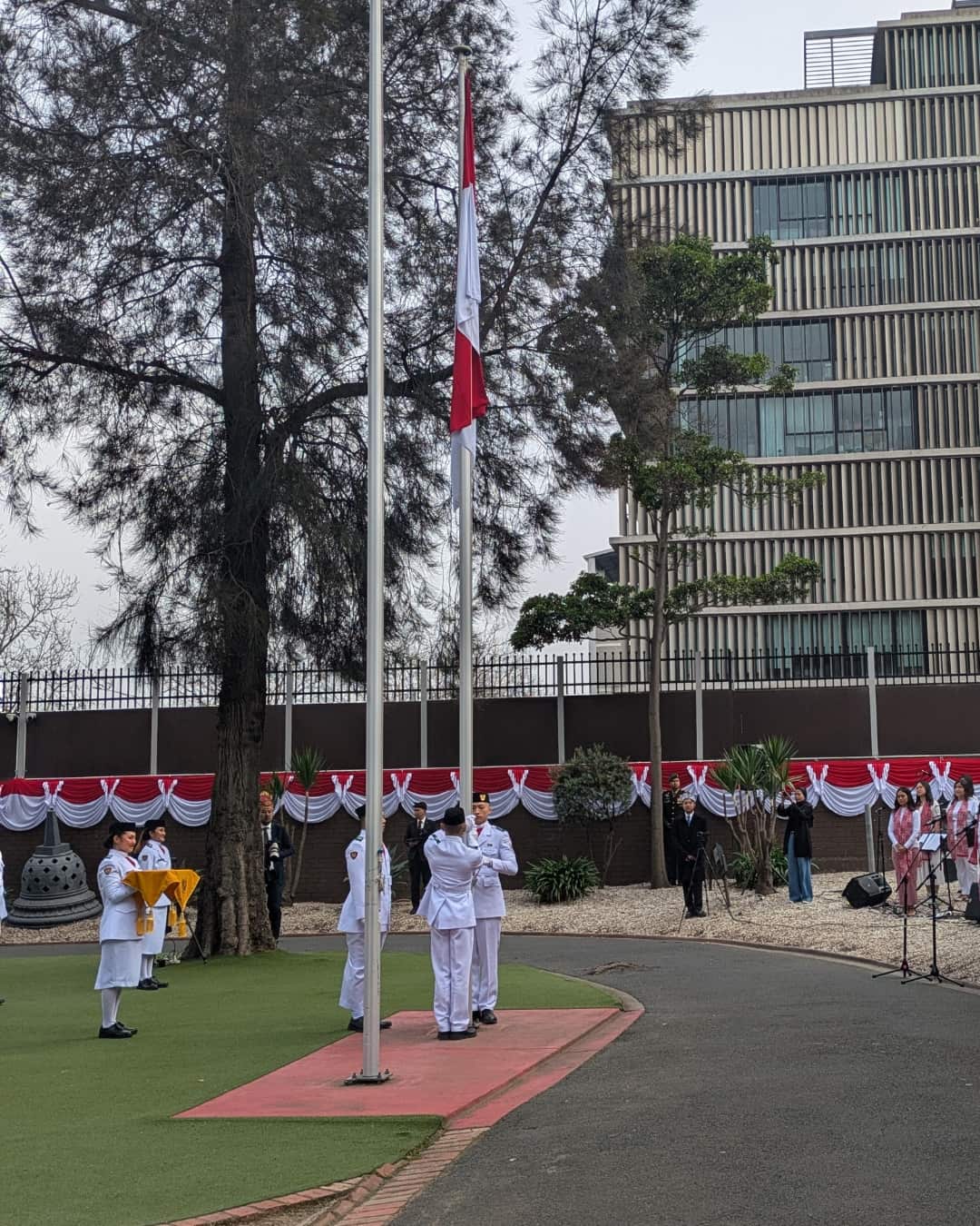 Paskibra members during the 81st Indonesian Independence Day ceremony at the Indonesian Consulate-General in Melbourne.