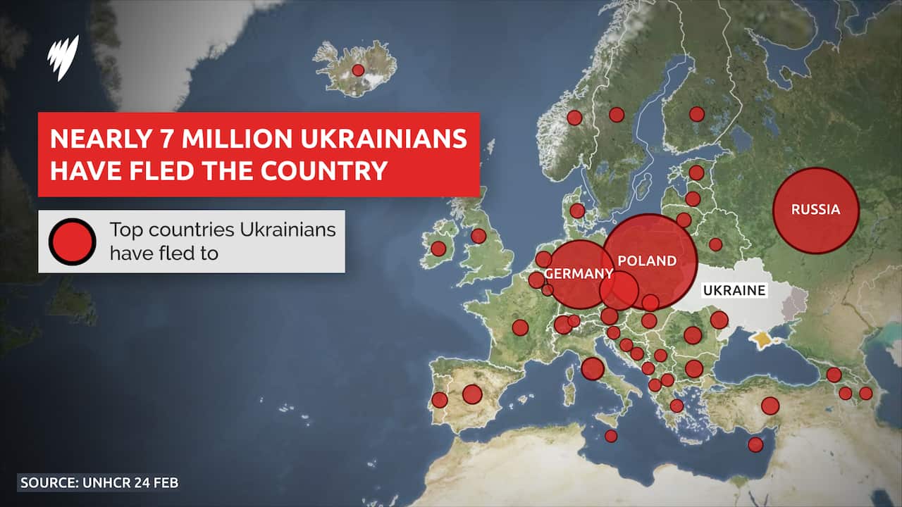 A graphic showing the number of refugees who have fled Ukraine, according to the UNHCR. 