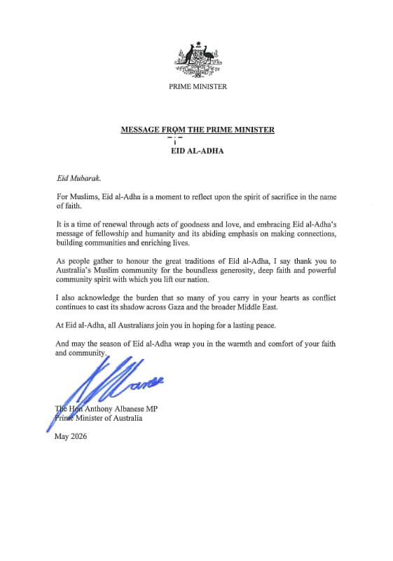 Message from the Prime Minister – Eid al Adha 2026