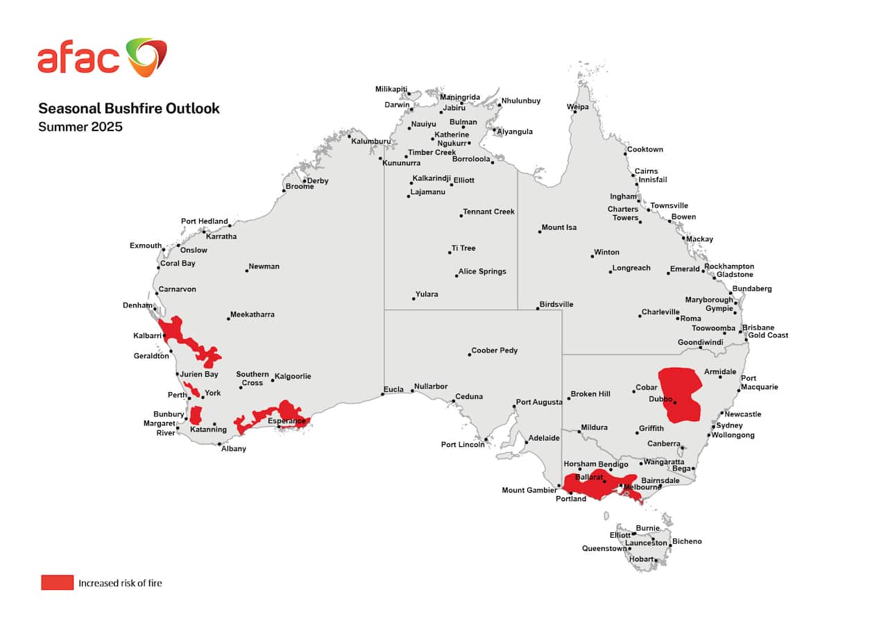 A map of Australia showing parts of Victoria, NSW and Western Australia highlighted in red.