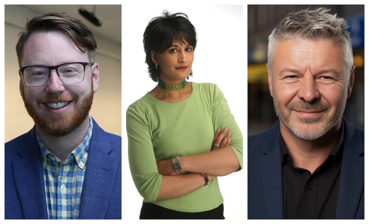 Left to right: Dr Timothy Graham, RMIT FactLab Sushi Das, Dr Darren Coppin.