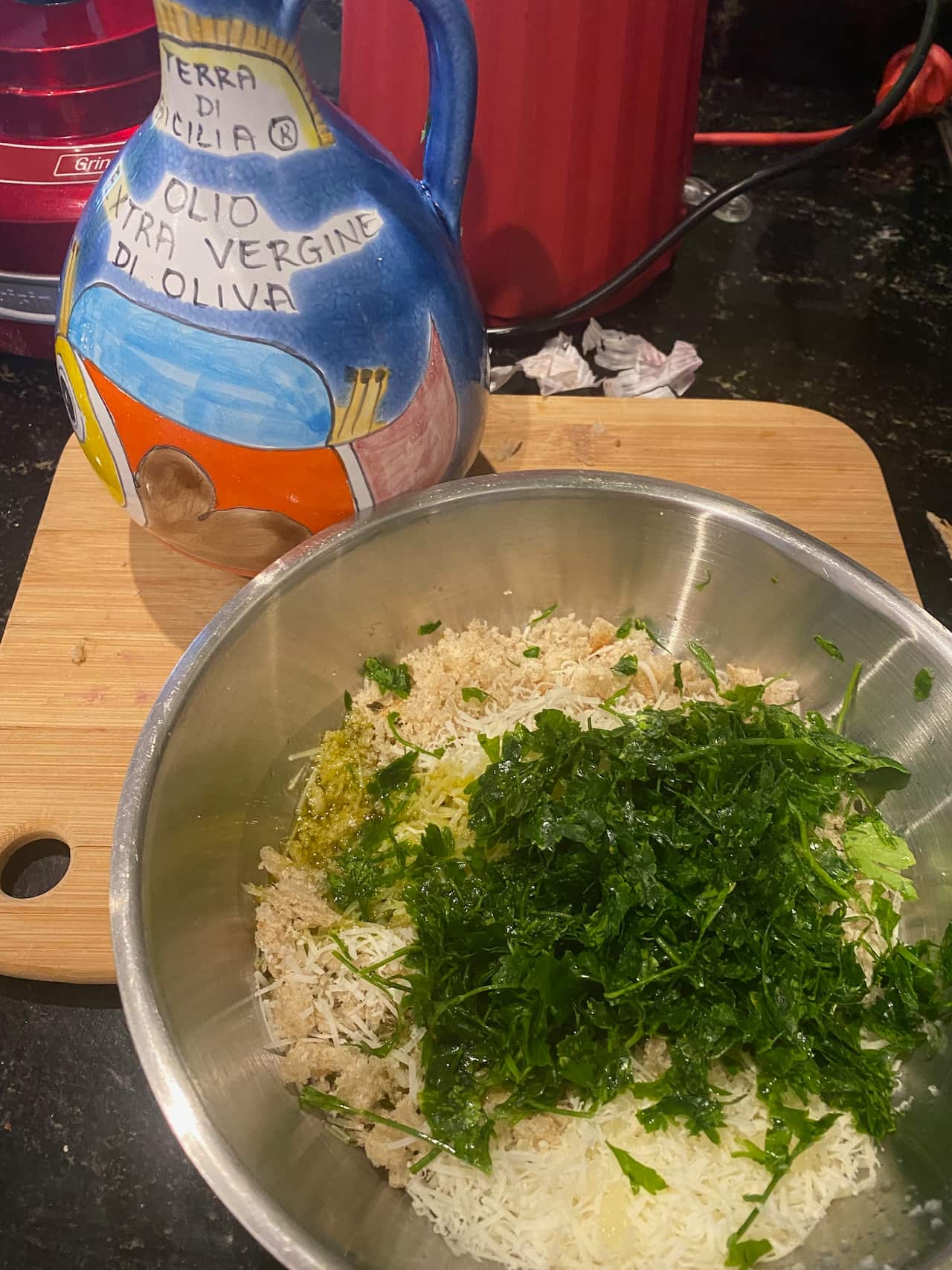 Stuffing for the artichokes.