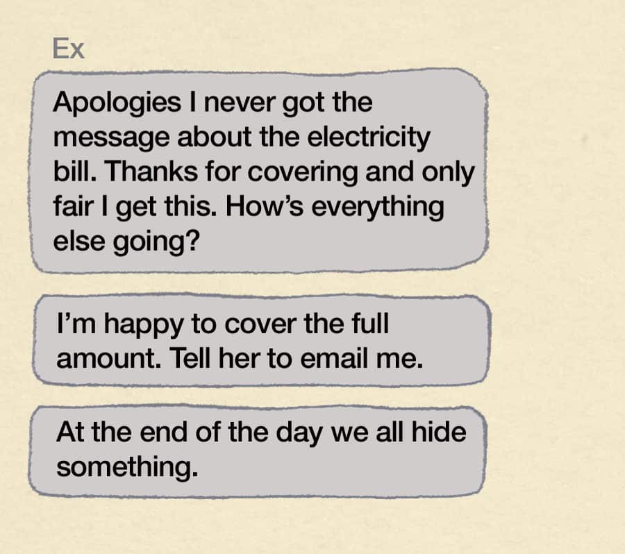 Graphic showing three text messages