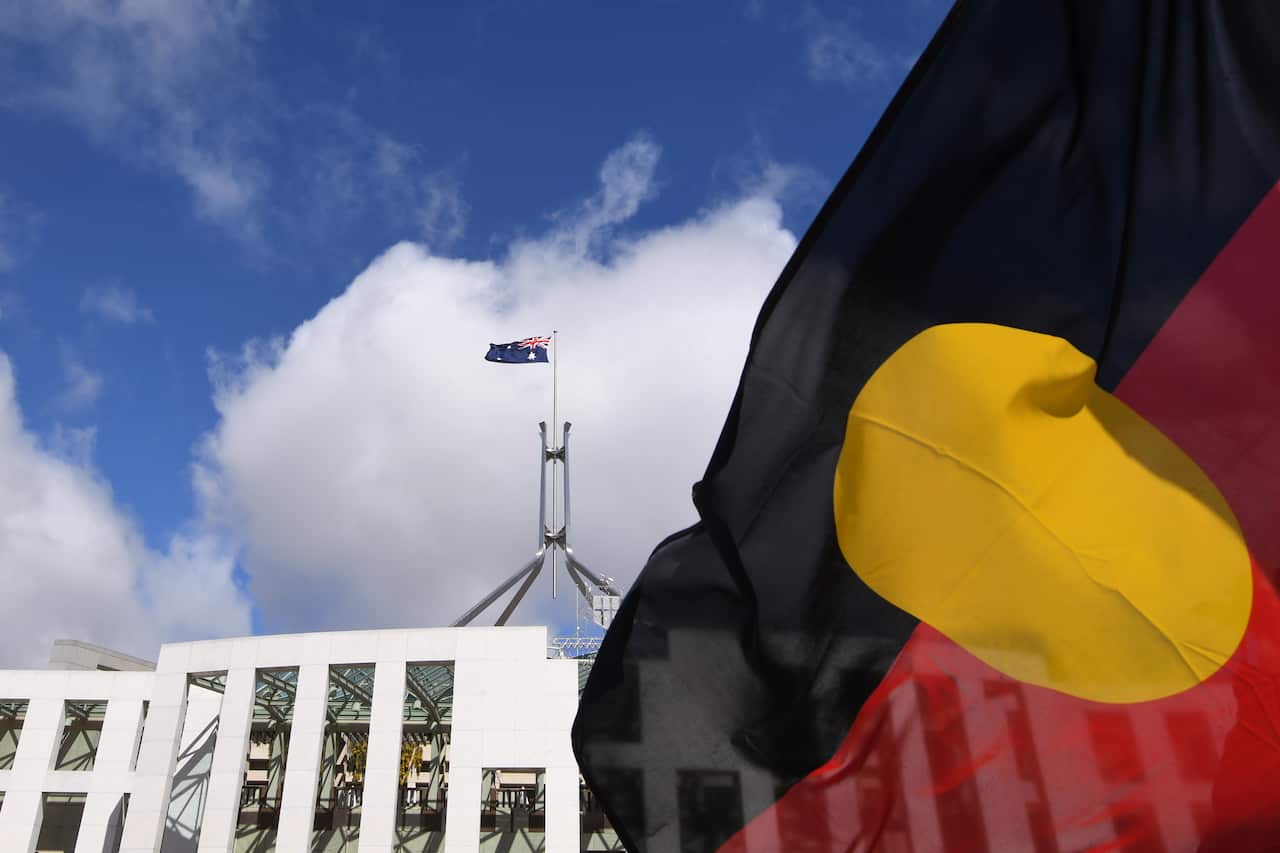 Voice to Parliament - Parliament House and Aboriginal Flag