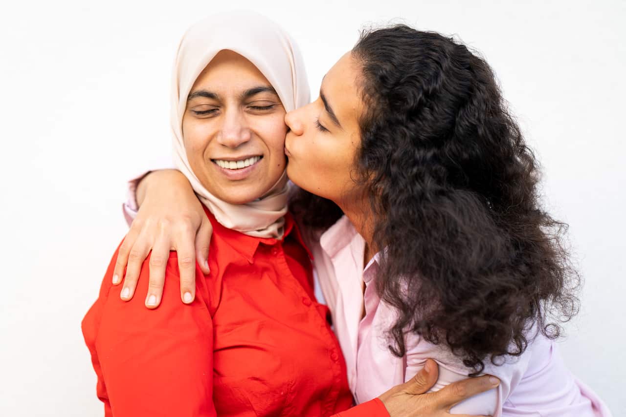 Arabic mother and daughter in love