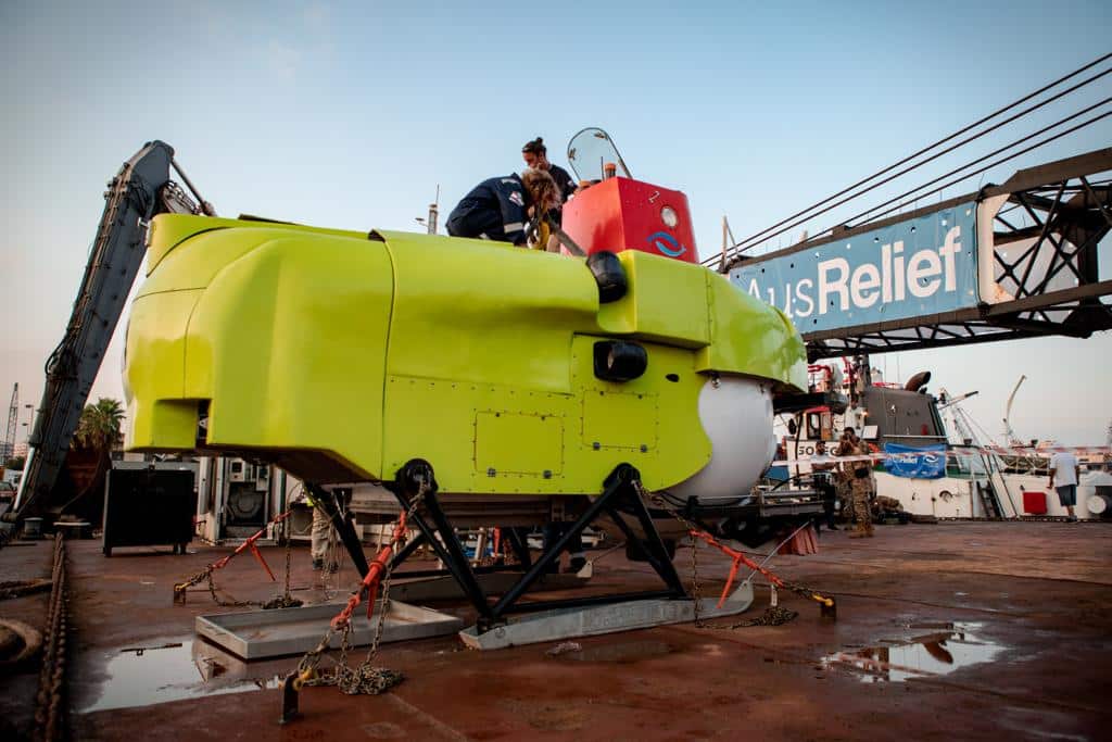 A submarine on a barge