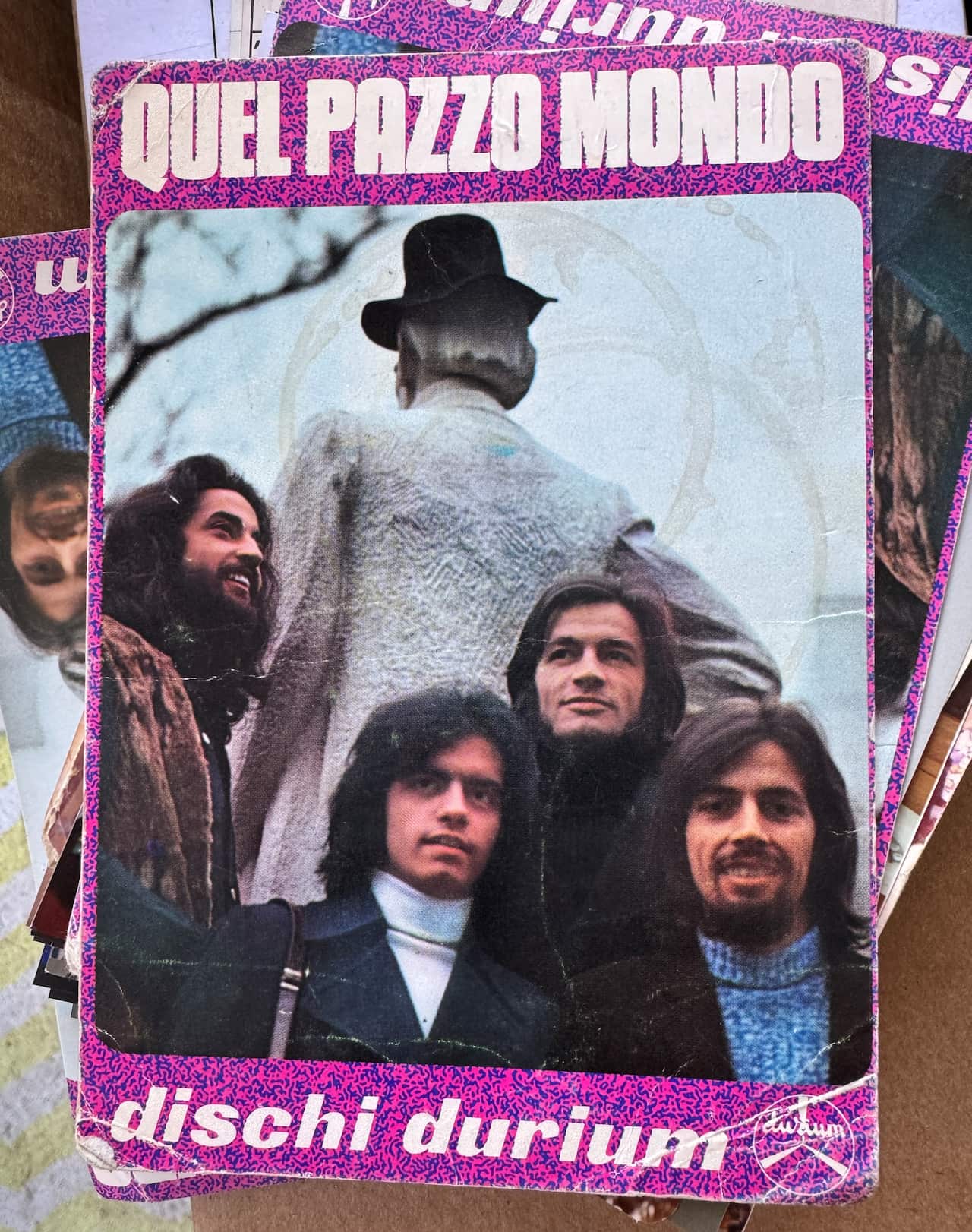 Quel Pazzo Mondo, Vincenzo's last band before leaving for Australia: from left Luciano Piccinno (guitar), Vincenzo Pandolfi (keyboards), Carlo Schiavoni (drums and vocals) and Piero Nano (bass).