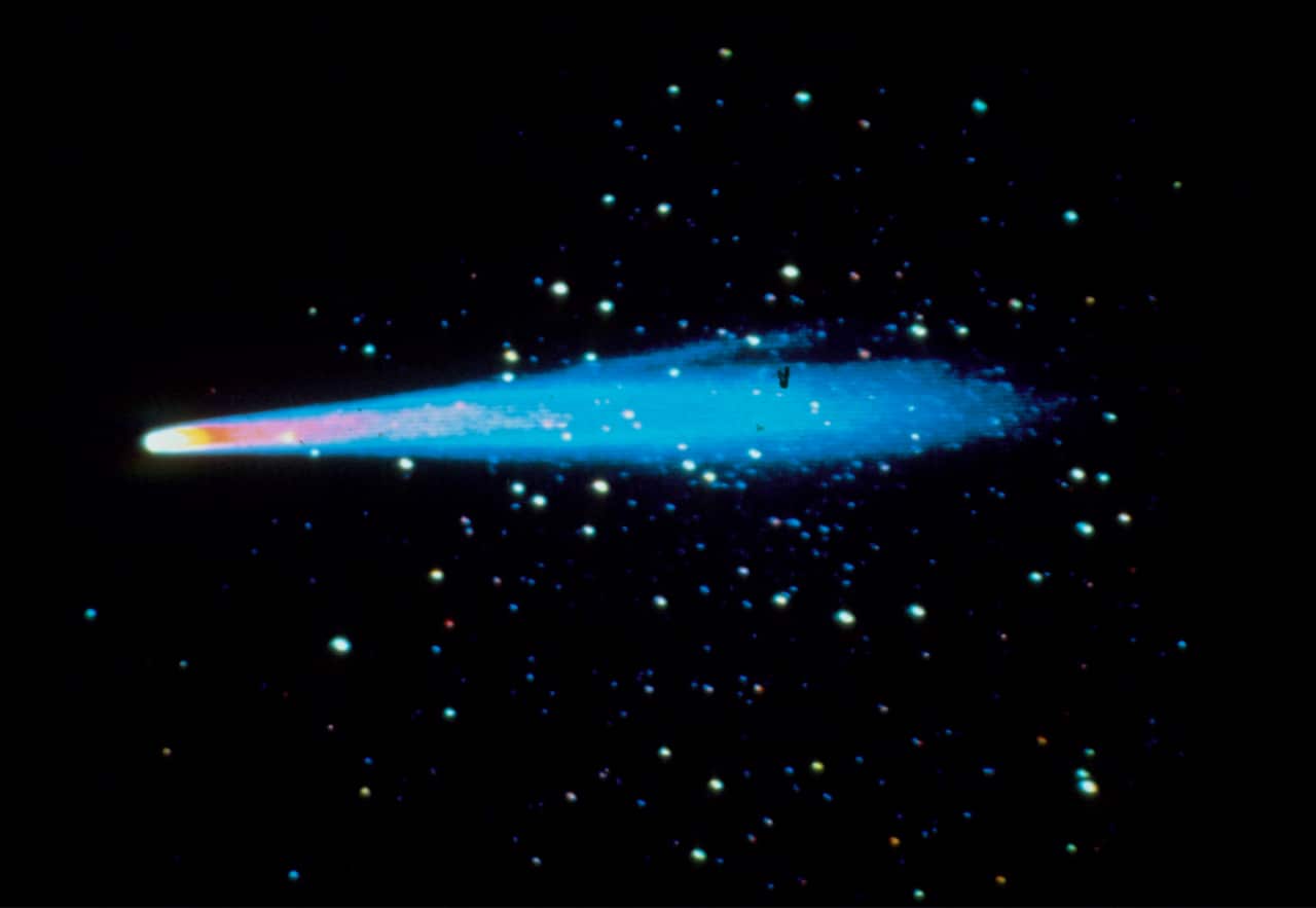 An image of Halley's Comet as it streaked through the sky, visible to those on Earth in 1986.