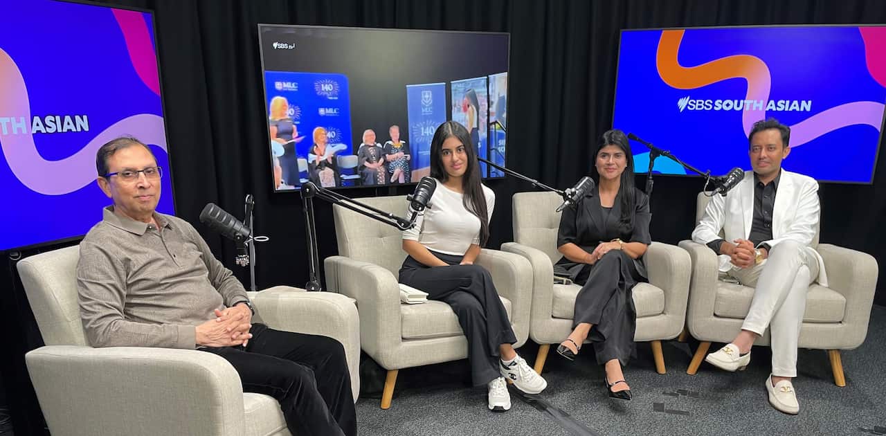 Sophia Shaikh with parents at SBS studios